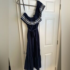 J. Crew Navy One Shoulder Dress